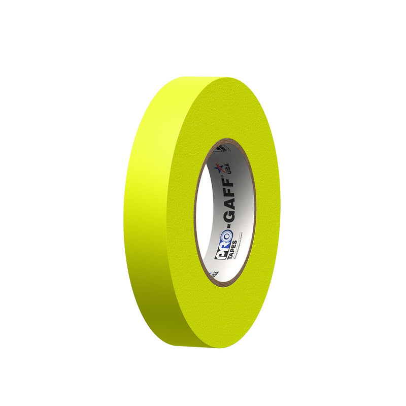 1" Width ProTapes Pro Gaff Premium Matte Cloth Gaffer's Tape With Rubber Adhesive, 50 yds Length x, Fluorescent Yellow (Pack of 1)