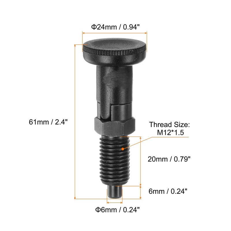 [Australia - AusPower] - Push Fit Ball Nose Spring Plunger M12x1.5 Thread Length 0.79" Pin Dia.6mm Carbon Steel Self-Locking Plunger Retractable Index Plunger for Industrial Equipment 