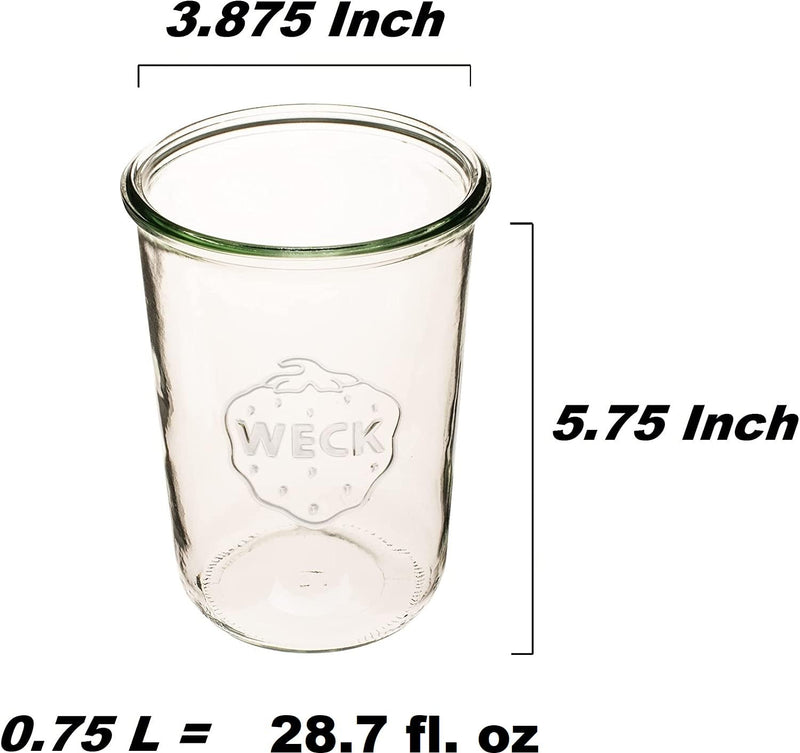 Weck Canning Jar 743-3/4 L Weck Mold Jars made of Transparent Glass - Eco-Friendly Canning Jar - Food Storage Containers with Lids Airtight – 1 Jar with Keep Fresh Cover