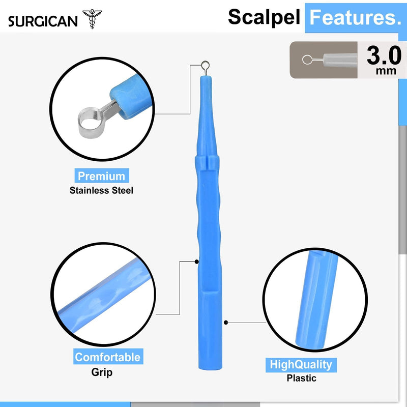 [Australia - AusPower] - SURGICAN Sterile Disposable Dermal Curettes, Easy Peel Packing - Box of 10 - New and Improved (3 mm [Pack of 10]) 3 mm [Pack of 10] 