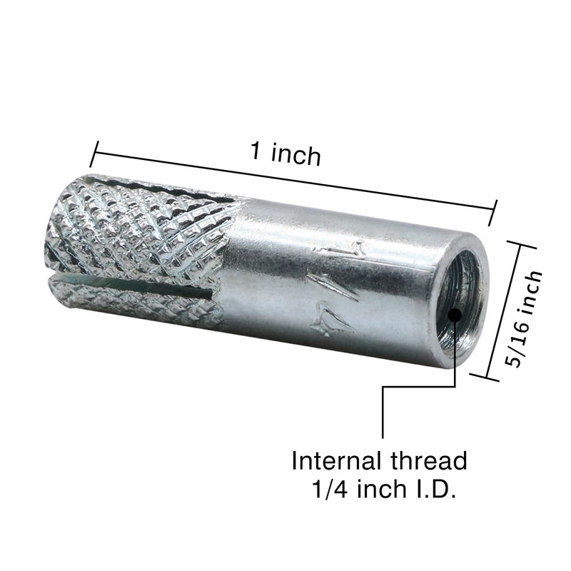 [Australia - AusPower] - 1/4" x 1 inch Drop-in Anchor, zinc-Plated Carbon Steel Expansion Sleeve Screw Bolts kit for Concrete Drywall (100 pcs) 1/4 inch I.D. 100 