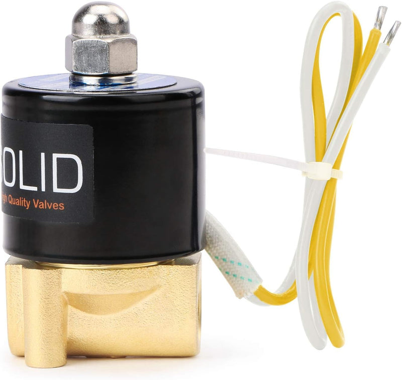 U.S. Solid 1/4" Brass Electric Solenoid Valve 110VAC Normally Closed VITON 0.25 Inch