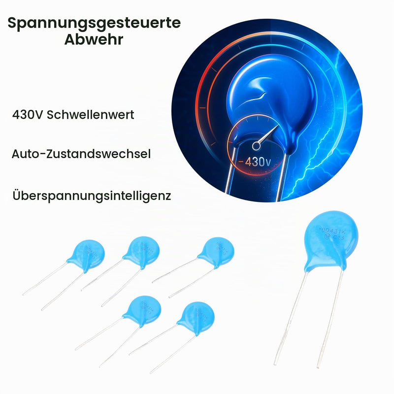 50-Piece Varistors, 10K471 Inline Varistors 10 mm Diameter 470 V Round Varistor Radial Lead Discs Varistor, for Resistance Power Supply Industrial Plants
