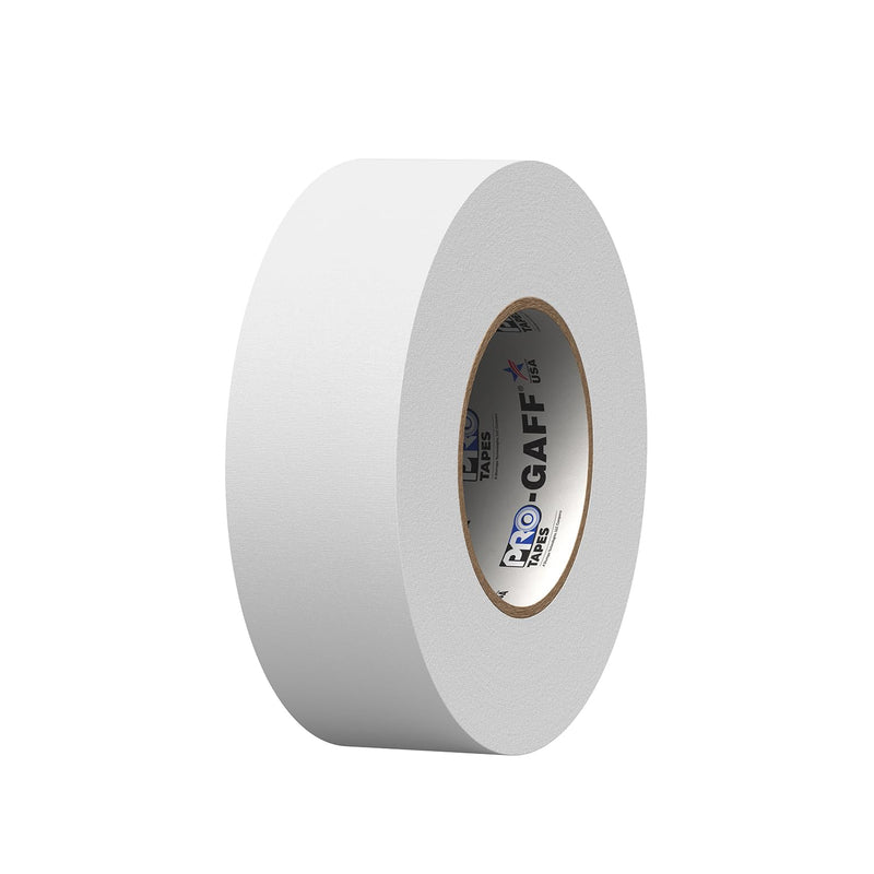 ProTapes Pro Gaff Premium Matte Cloth Gaffer's Tape With Rubber Adhesive, 11 mils Thick, 55 yds Length, 2" Width, White (Pack of 1)