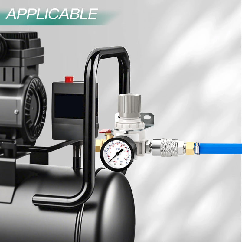 [Australia - AusPower] - 1/4" NPT Air Compressor Regulator, with 0-150 PSI Gauge, AR2000 Air Gauge Regulator Inline for Air Compressor and Pneumatic Tools 1/4" NPT (AR2000) 