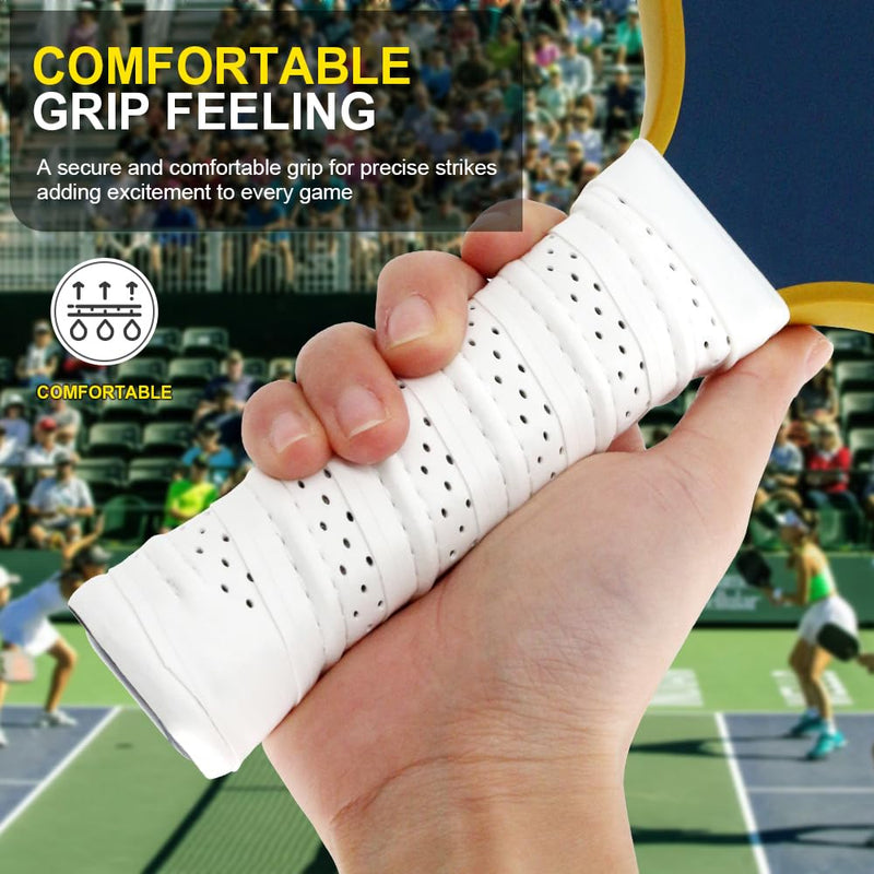 Pickleball Grip Tape 3pcs Overgrip Pickleball Paddle Grip Tape with Raised Ridge Replacement Grip Wrap Accessory for Pickleball Paddle Handle White