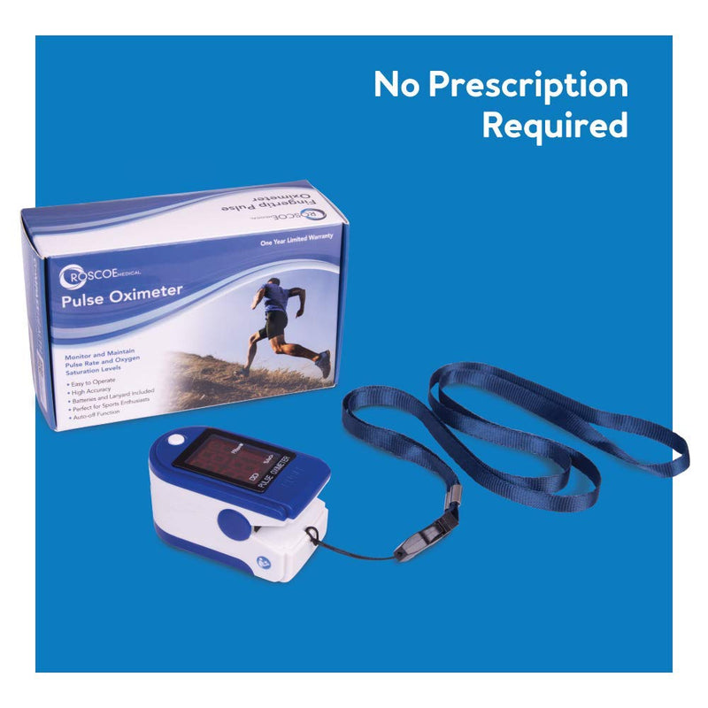 [Australia - AusPower] - Roscoe Medical Finger Pulse Oximeter Oxygen Saturation Monitor - Pulse Ox Fingertip o2 Monitor for Pediatric and Adult - Sports and Aviation Use Only 