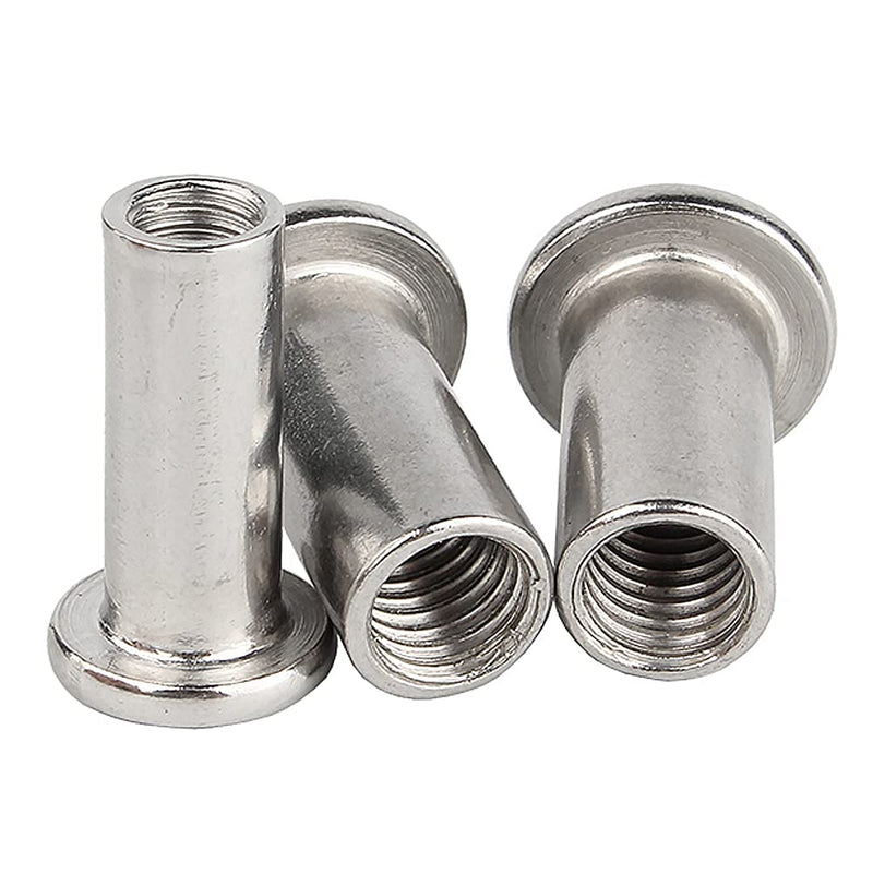 [Australia - AusPower] - Stainless Steel Lock Nuts - M6 M8 Internal Thread Hex Socket Barrel Nuts Flat Head Insert Nuts Cylindrical Rivnut for Wood Furniture M6x15 (5 Pcs) 
