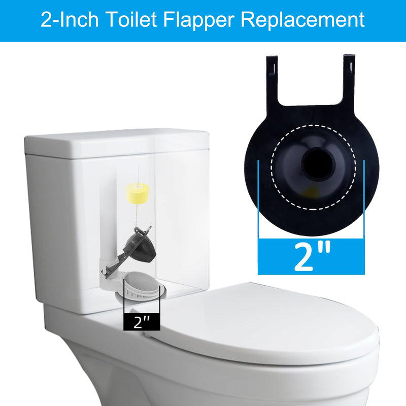 [Australia - AusPower] - Hibbent 2 Pack 2-Inch Toilet Flapper Replacement Compatible with American Standard 7381129-200.0070A Universal Flapper and Chain with Float, 2-Inch Flush Valves Matte Black 