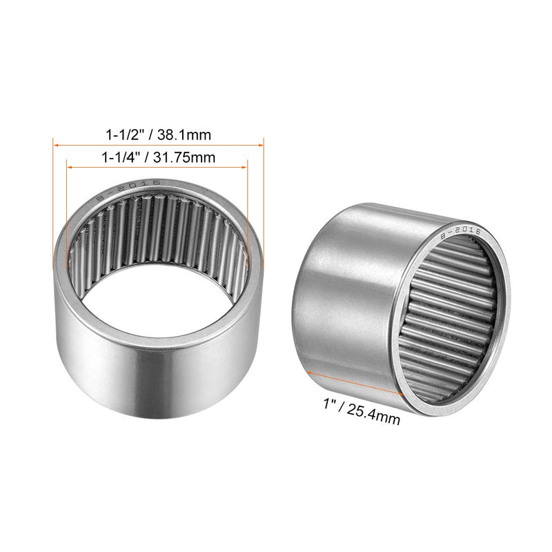 [Australia - AusPower] - uxcell B2016 Needle Roller Bearings, Full Complement Drawn Cup, Open, 1-1/4-inch I.D. 1-1/2-inch OD 1-inch Width 20600N Static Load 8510N Dynamic Load 3500Rpm Limiting Speed 1-1/4x1-1/2x1" 
