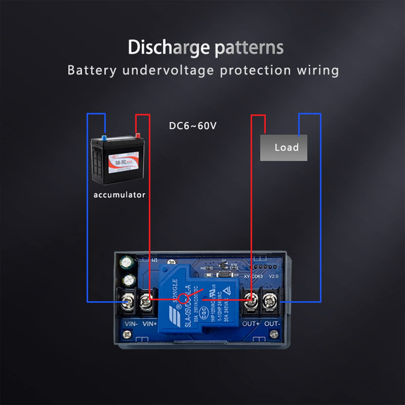 [Australia - AusPower] - DC 6V-60V Low Voltage Protector Disconnect Switch Module with LCD Display, 30A Under-Voltage Deficit Protector 