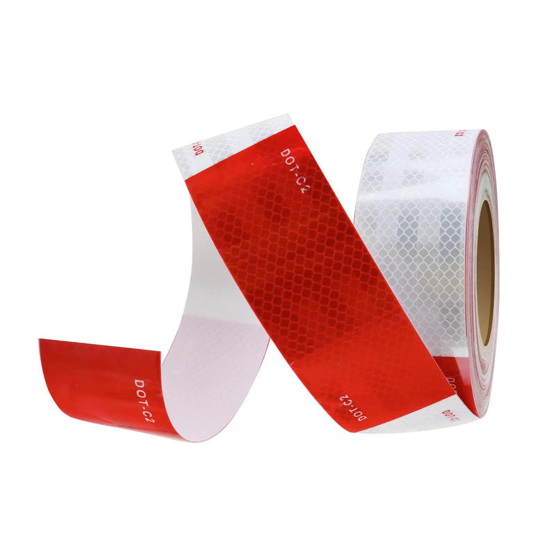 2 Inch x 39 FT Reflective Safety Tape DOT C2 Adhesive Reflector Tape High Visibility Contrast Duct for Outdoor Trailer Cars,Trucks Vehicles,Boats,Signs,Bikes (39FT, RED White) 39FT