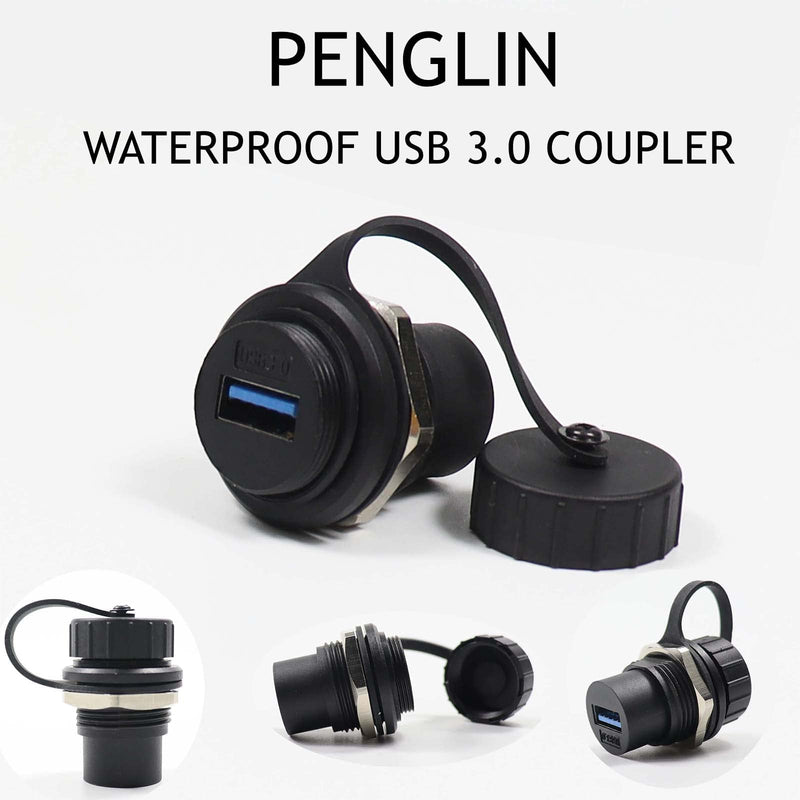 PENGLIN 5PCS USB3.0 Waterproof Connector,Industrial Panel Mount Bulkhead,Female to Female Feed Thru Data Transfer Coupler Round type USB3.0(5PCS)