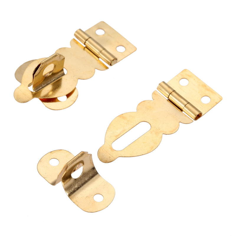 dophee 10Pcs Brass Solid Padlock Hasp, Mini Decorative Hasps Buckles with screws for Wooden Box Jewelry Box Wine Gift Case Chest Suitcase, 1.06"x0.75"