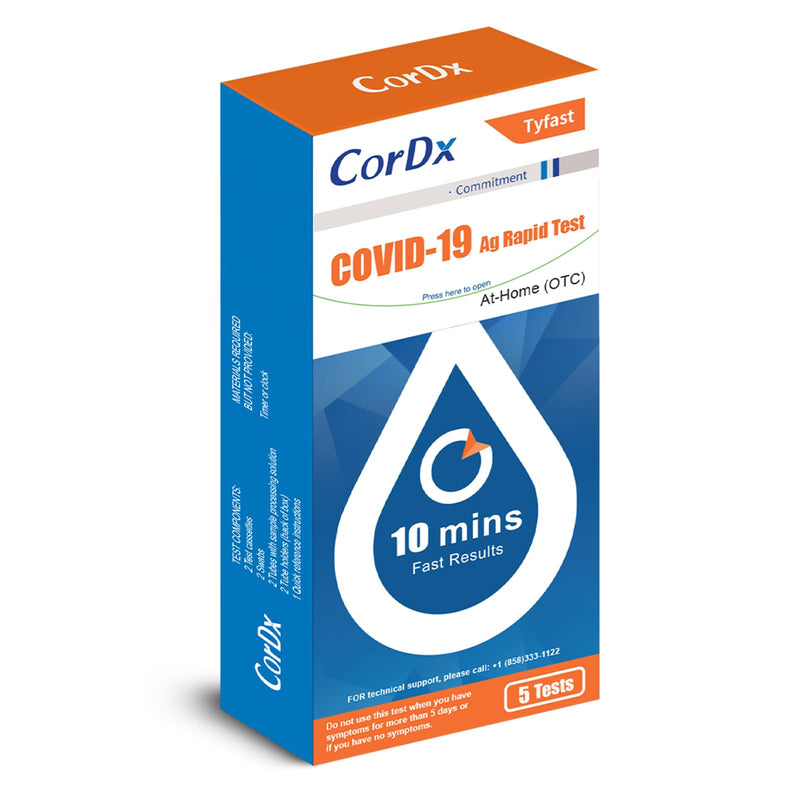[Australia - AusPower] - CorDx TyFast at Home COVID 19 Antigen Rapid Test Kit, Easy, Accurate, Fast Results in 10 Minutes. (5-Pack) 5 