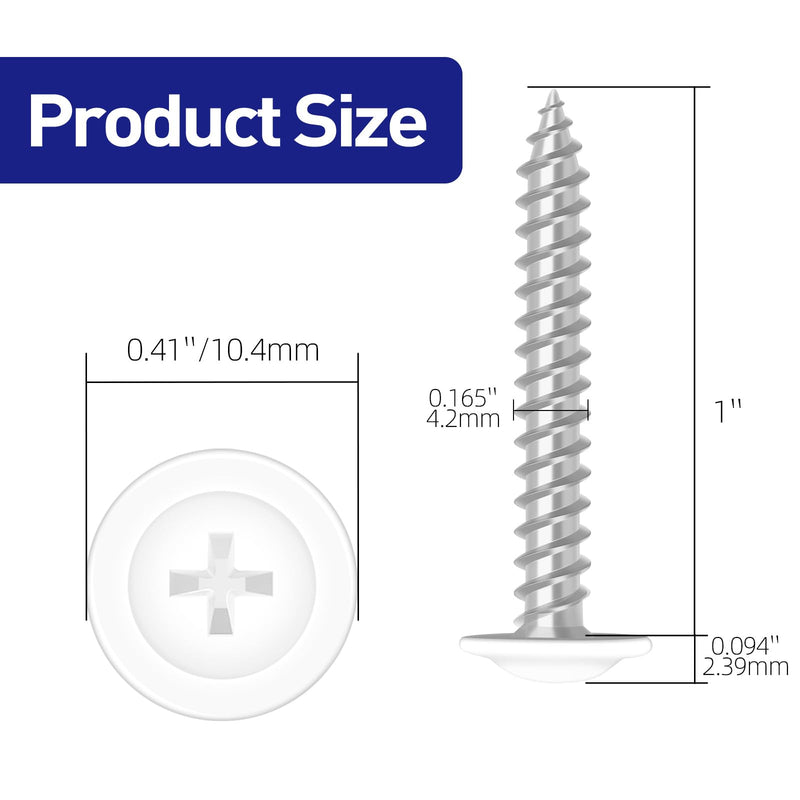 [Australia - AusPower] - #8 x 1 Truss Head Fast Self Tapping Screws, Alloy Steel Wood Screws, White Head, Full Thread, Screwdriver Bit Included, 100 PCS #8 x 1" 