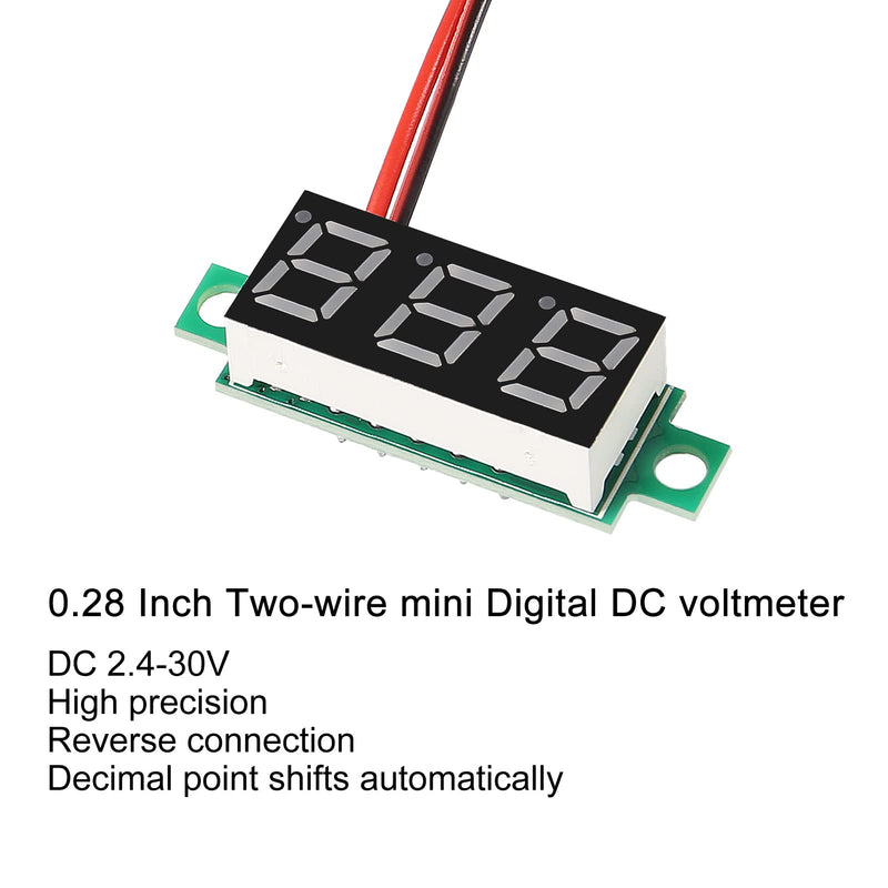 [Australia - AusPower] - 4PCS 0.28 Inch Two-Wire DC LED Digital Voltmeter 2.5V-30V Mini Digital Voltmeter Mix 4 Colors- Red/Green/ Blue/Yellow 