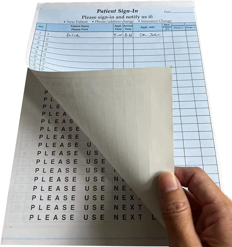 [Australia - AusPower] - NCR Carbonless 3 Part Patient Sign in Sheets HIPAA Approved and Compliant for Confidentiality in All Medical Offices 