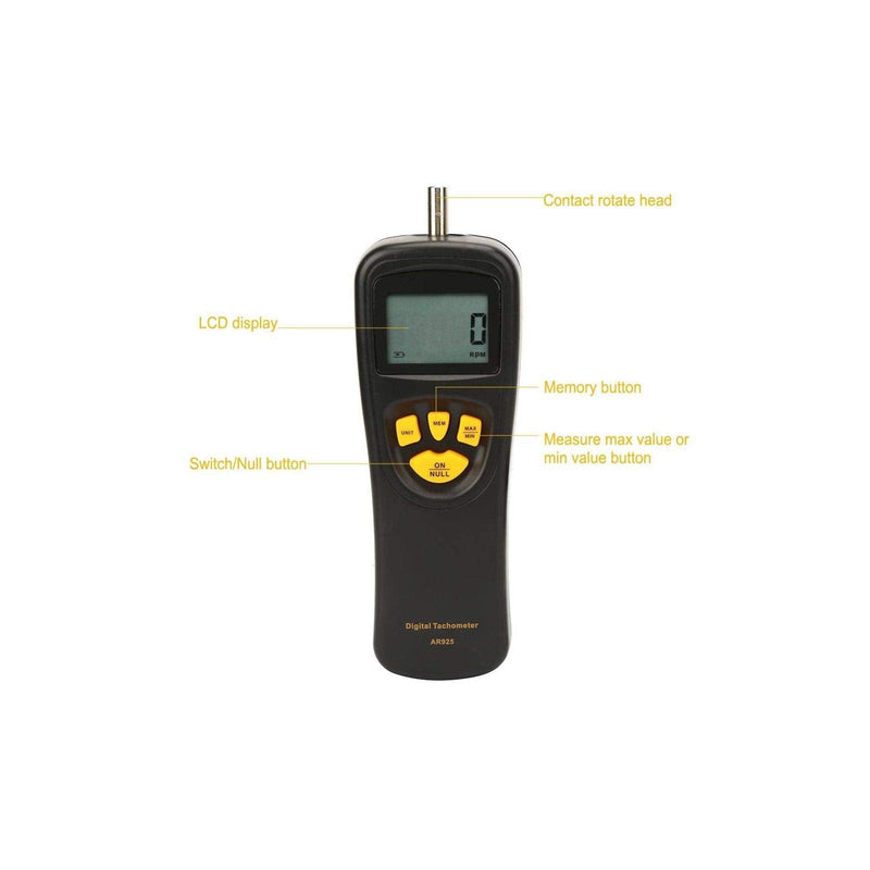 [Australia - AusPower] - Digital Contact Tachometer,LCD Handheld Tachometer 0.5-19999RPM,High Tester Counter with Max/Min/Last Data Backlight Hold Functions 