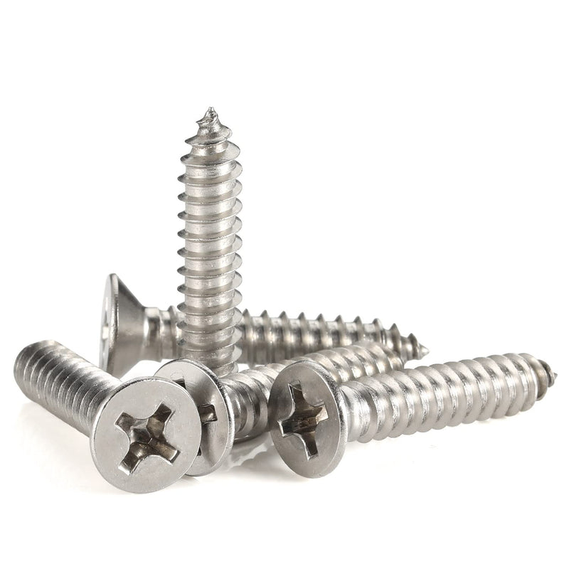 [Australia - AusPower] - #10 x 1 (3/8" to 2" Available) Flat Head Sheet Metal Screws Wood Screws, 304 Stainless Steel 18-8, Self Tapping, 100 PCS #10 x 1" 