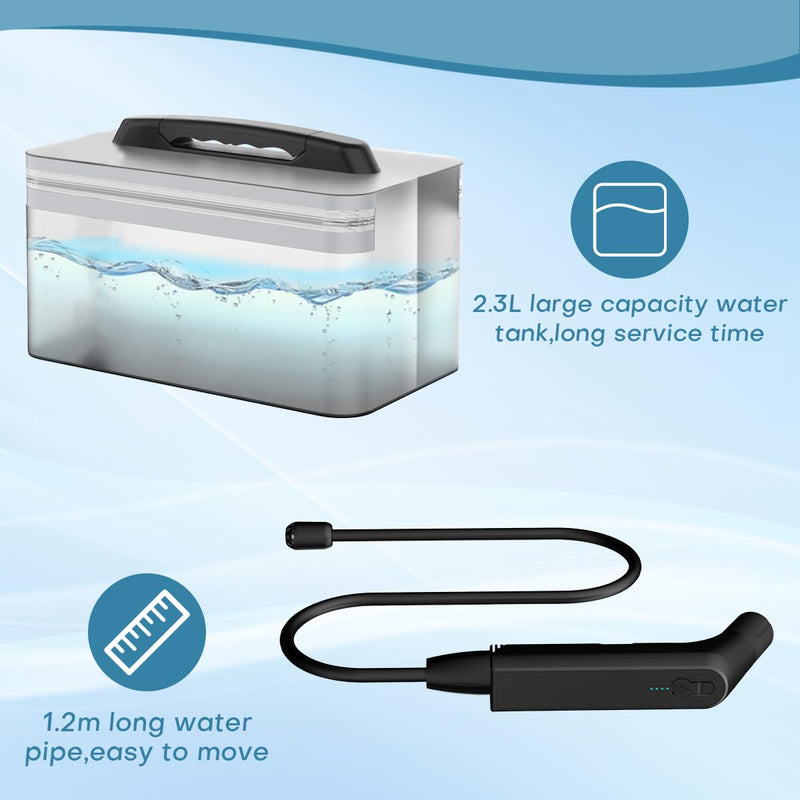 Teabelle Portable Electric Rechargeable Travel Bidet, Handheld Soft Pressure Sprayer for Bathroom, rv Car and Outdoor Camping, Mini Body Washing Cleaner with 2.3L Water Tank and USB Cable