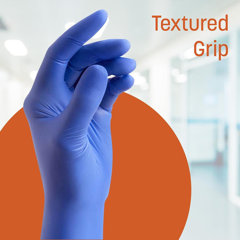 [Australia - AusPower] - Caring Nitrile Exam Gloves, Blue, Powder-Free, Disposable Gloves for Medical Care, First Aid, Cleaning, Food Prep Large (Pack of 100) 