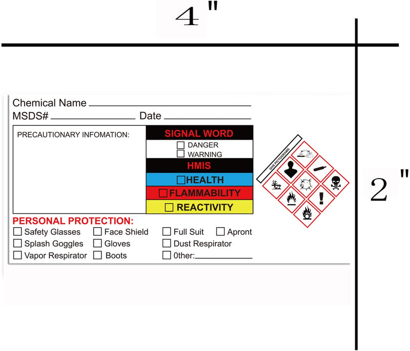 [Australia - AusPower] - Chemical Identifying and Marking Sticker Christmas SDS Stickers Write-in Labels 2x4 inch MSDS Stickers Safety Data Sheet Labels 300pcs 