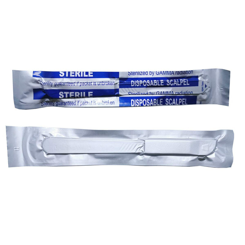 Sterile Scalpel Knife Sterile Disposable Scalpel No.10 Stainless Steel Handle with Graduated Plastic Scale 10 Individually Packed Scalpels Nr. 10