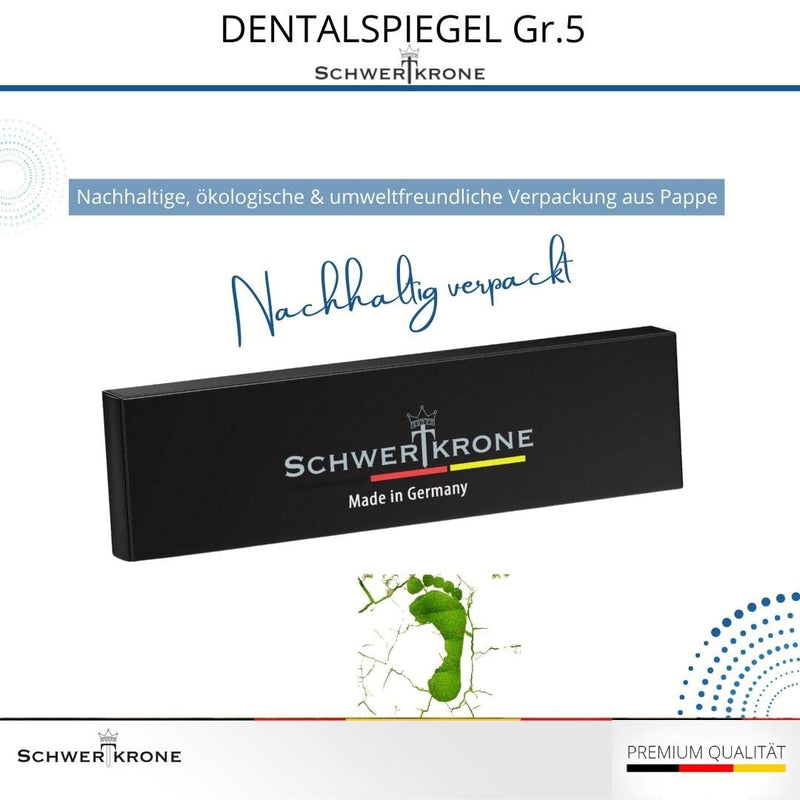 Schwertkrone Dental Mirror [High-Quality Stainless Steel] - Dentist Mirror Mouth Mirror - Dentist Mirror Dental Mirror - Slightly Magnifying Mirror Dentist - Handy & Disinfectable - (Size 5) 17 cm