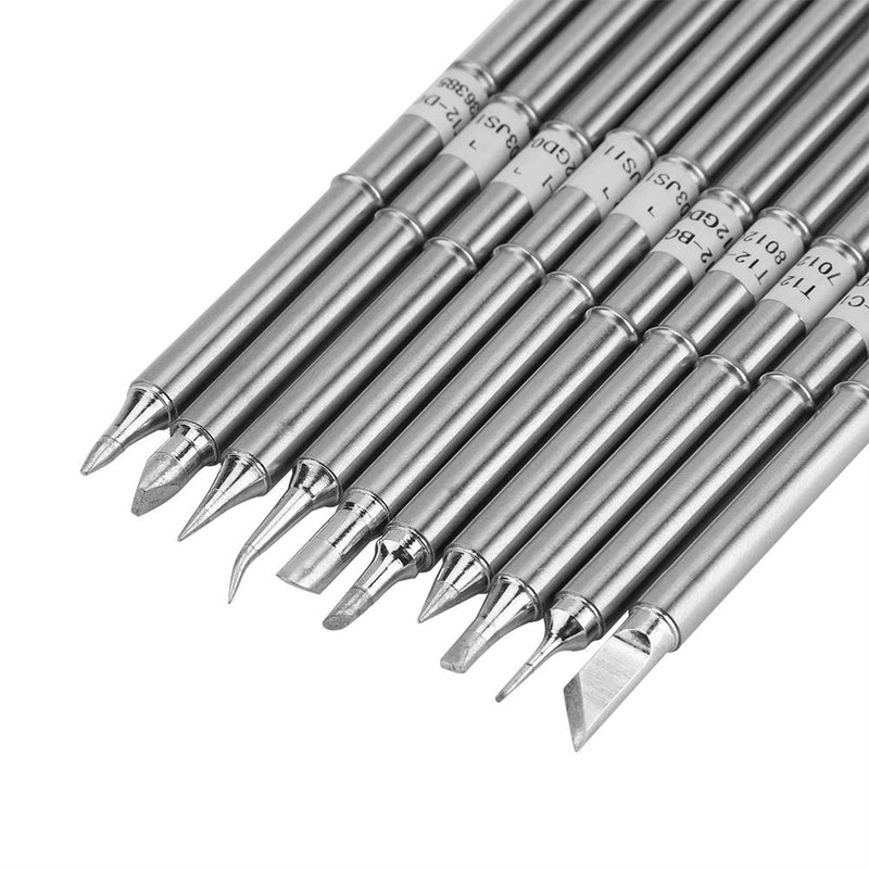 T12 Series Soldering Iron Tips Pack of 10, Replacement Tips for FX-951 Rework Station, High Quality Welding Tool Accessories with Fast Heat Conduction for Precise Soldering in Electronics Repair