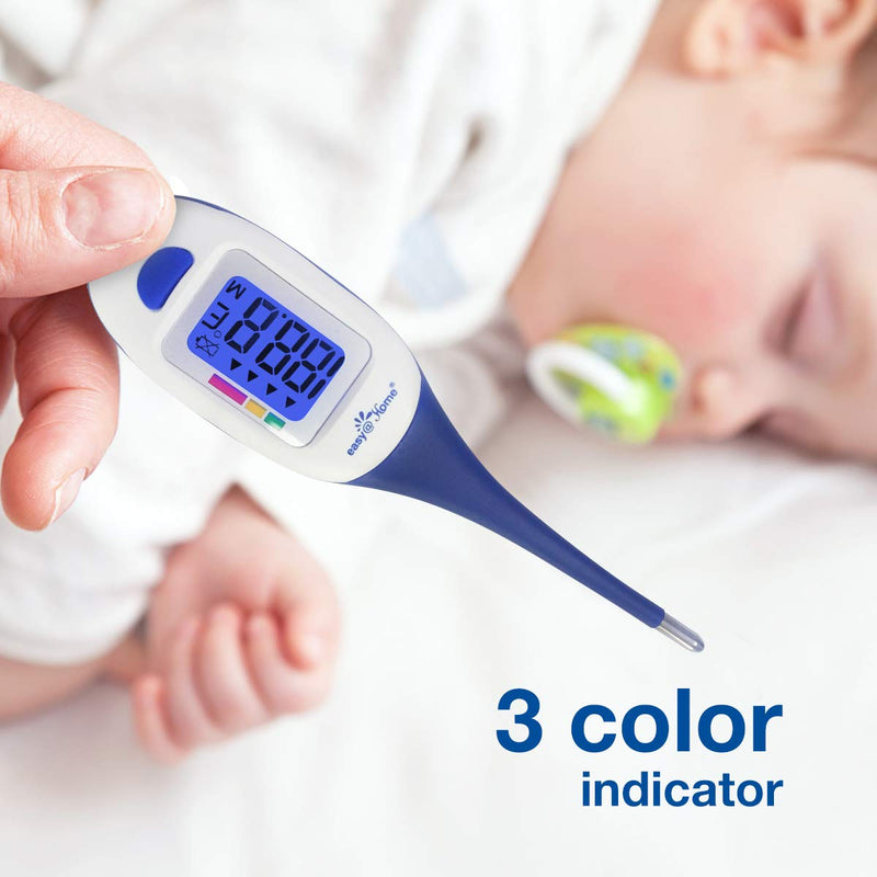 [Australia - AusPower] - Easy@Home Digital Medical Baby Fever Oral Thermometer, Rectal or Axillary Underarm Body Temperature Measurement with Backlit LCD Display, Waterproof Flexible tip,Test Completion & Fever Alarm-EMT-026 