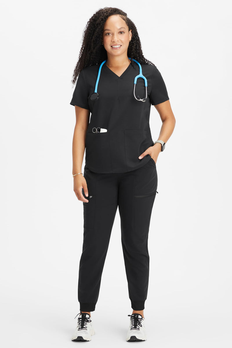 [Australia - AusPower] - Fabletics Women's Active Scrub Jogger - MotionTech, Pocket-Packed, Lightweight, Wrinkle-Resist, Semi-Slim Fit Regular Large Black 