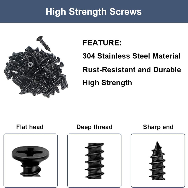 [Australia - AusPower] - 12Pcs Black Straight Brackets 3 Inch Stainless Steel Flat Brace Mending Plates, Sturdy Metal Repair Fixing Joining Brackets for Wood Furniture with Screws 12 