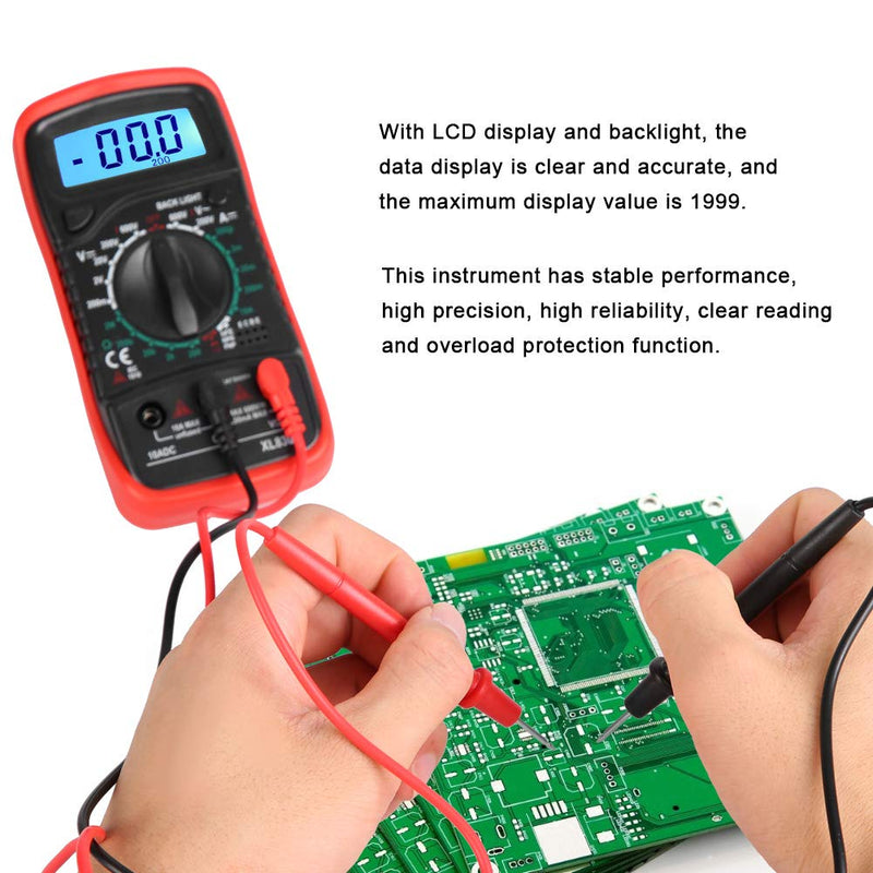 [Australia - AusPower] - XL830L Handheld LCD Digital Multimeter Voltmeter Ammeter Ohmmeter Current Voltage Tester(XL830L Red) XL830L Red 