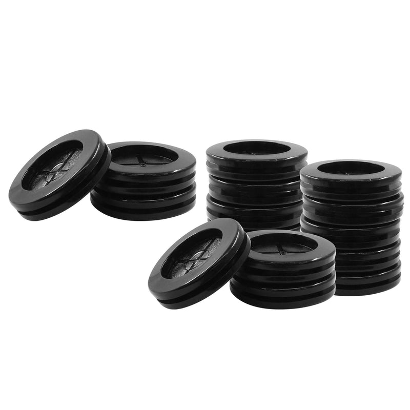 [Australia - AusPower] - 1 inch ID x 1-1/4 inch Drill Hole Dia Rubber Grommets for Wiring, 15Pcs Double Sided Rubber Plugs for Holes Firewall Grommet Automotive, Wire Cable Protection for Metal Electric Box, Black 1-1/4" DH, 1" ID 15 