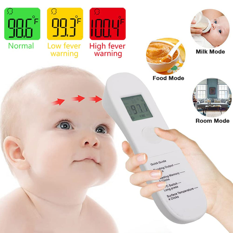 [Australia - AusPower] - No-Touch Forehead Thermometer, LCD Digital Infrared Thermometer for Adults Ultra-Sensitive Sensors, Large LED Digits, Quiet Vibration Feedback, Non Contact 