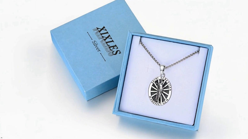 Silver/14K Gold Patron Saint Medal Amulet Necklace for Men Women 18A-St Sebastian-Silver Silver