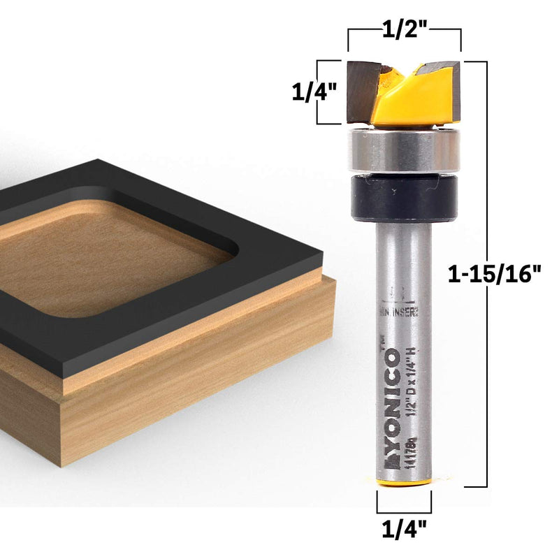 [Australia - AusPower] - YONICO Flush Trim Router Bit 1/2-Inch Diameter 1/4-Inch Shank 14178q 1/4" Length - 1/2" Width - 1/4" Shank 