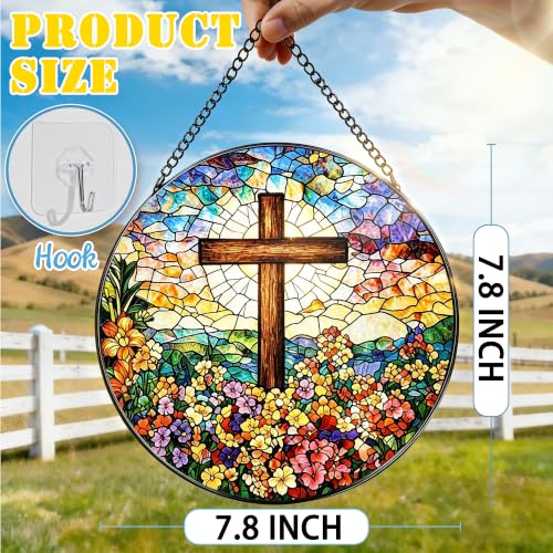 Stained Glass Window Hanging Suncatcher, Religious Gifts, Christian Gifts Cross