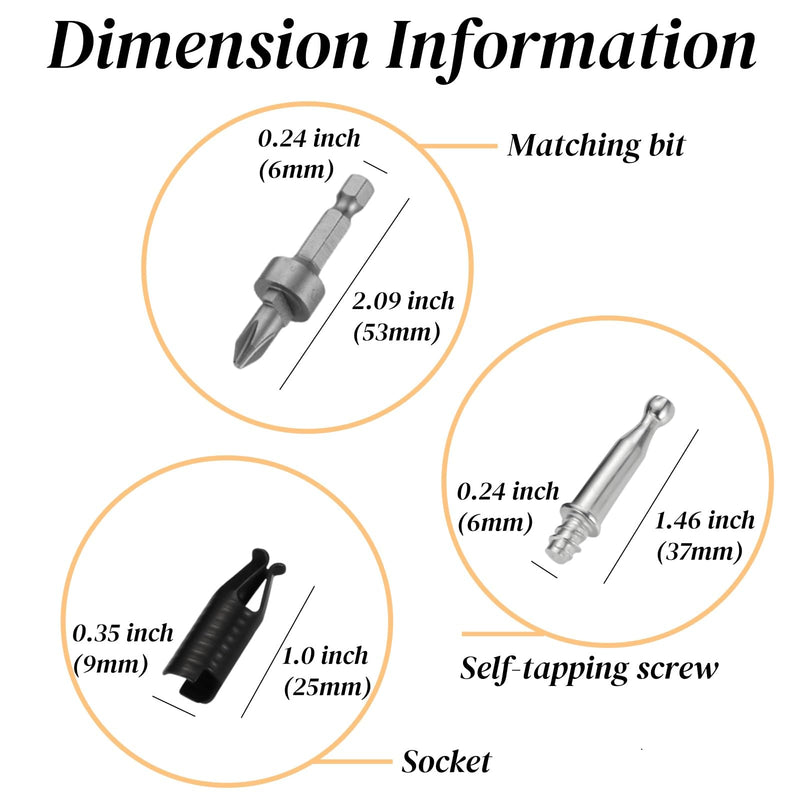 [Australia - AusPower] - Upgrade Cam Locks for Solid Hardwood Furniture, 50 Pack Screws and Sockets Set with Mounting Drill, Invisible Connecting Screw Socket Kit Fastener Nut Connectors Tornillos para Madera 