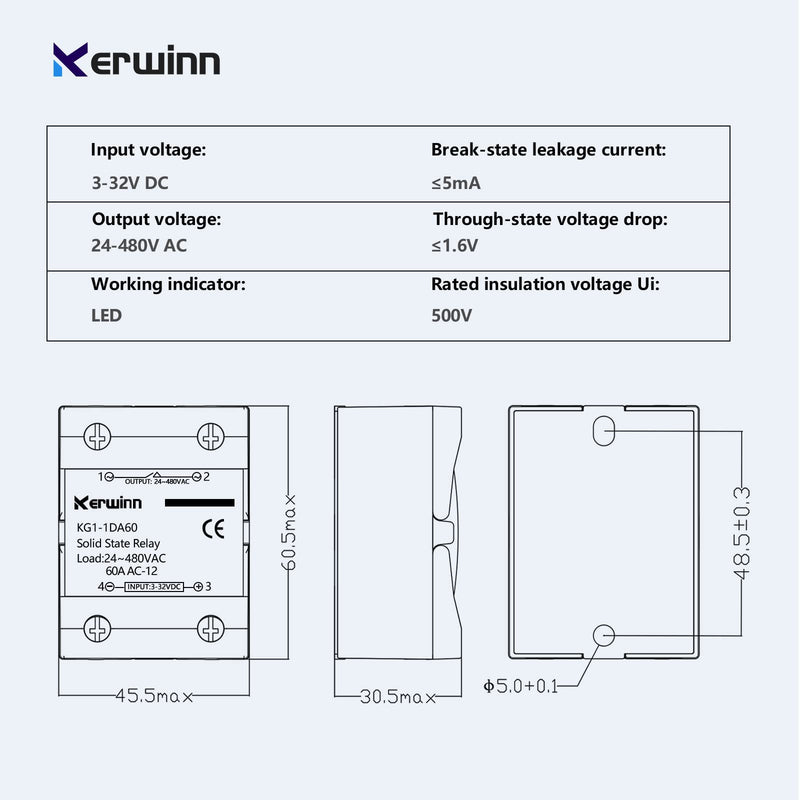 [Australia - AusPower] - Solid State Relay DC to AC 25A Input 3-32VDC to Output 24-480VAC Single Phase SSR Relay (SSR-25DA) 