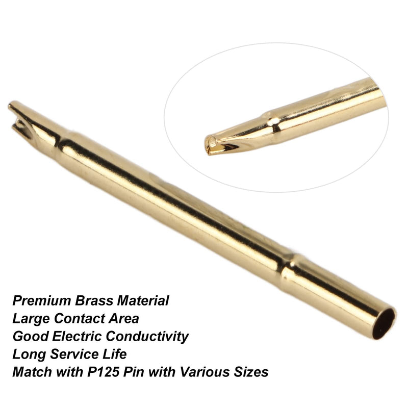 [Australia - AusPower] - FILFEEL R125-4S 100Pcs Spring Test Probe Sleeve, 2.4mm Probe Sleeve Drilling Size, Brass Testing Pin Spring Probe Set for P125 Series Pin 