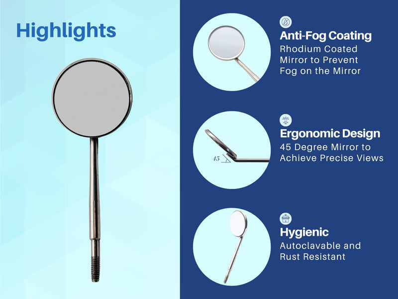 [Australia - AusPower] - DENTAL MIRRORS TOPS CONE SOCKET FRONT SURFACE RHODIUM SET OF 12 ARTMAN BRAND 