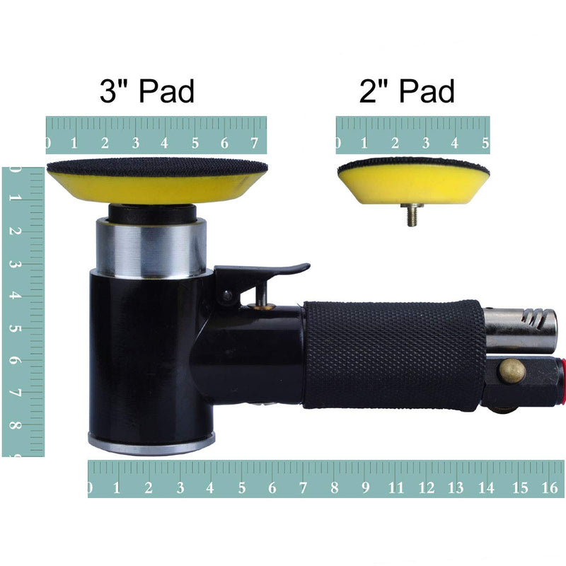 2" & 3" Dual Action Mini Air Sander, Random Orbital Pneumatic Polisher Kit with Pads & Accessories, High Speed Air Angle Sander for Auto Body, Wood, Metal, and Furniture Polishing