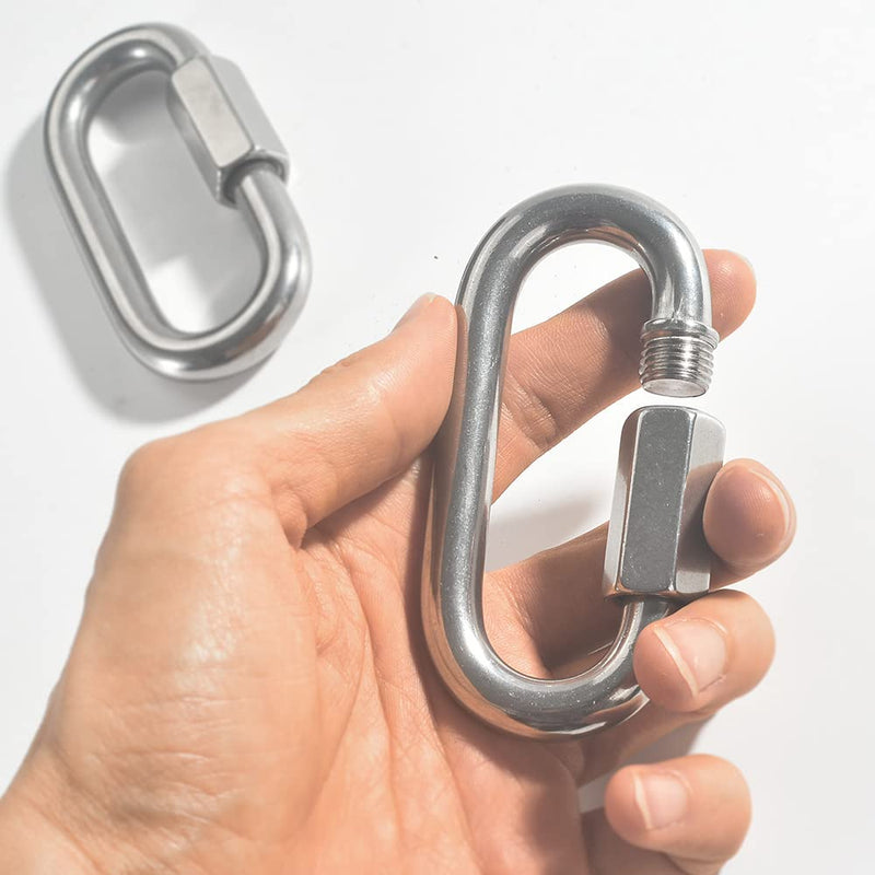 [Australia - AusPower] - 3.5 Inch Stainless Steel Chain Quick Links, M10 3/8" Locking Carabiners, Chain Hooks, Twist Key Ring Screw Chain Link, 2310 Lbs Capacity, Pack of 2 