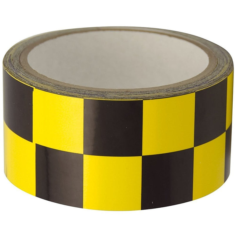 INCOM Manufacturing Checkerboard Race Pattern Laminated Safety Tape, 1 Inch Square, Yellow and Black, Indoor and Outdoor Use, 2 Inch x 54 ft, LCB210 2 Inches x 54 Feet