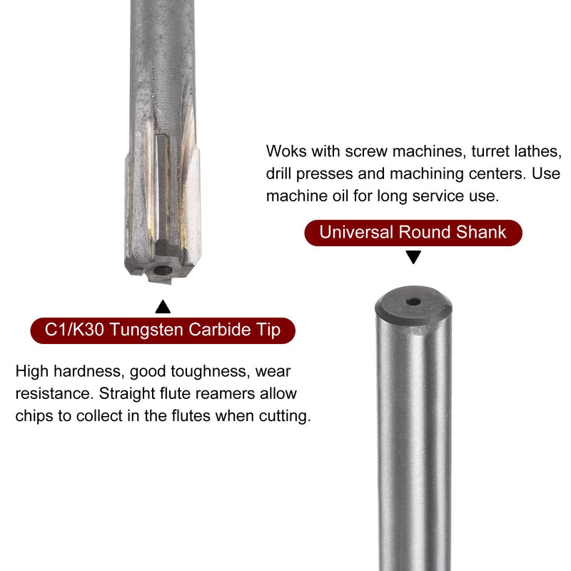 [Australia - AusPower] - sourcing map Clamping Reamer 10.1 mm H7 C1/K30 Carbide Tip Precision Straight Flutes Round Shank Lathe Machines Cutter 10.1mm 