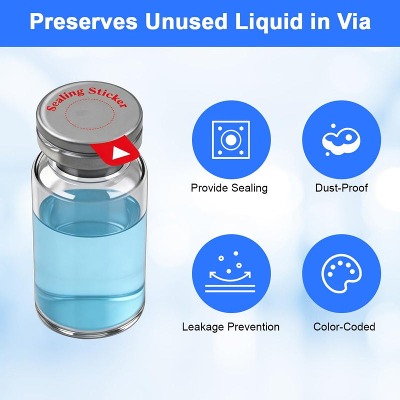 Vials Sealing Stickers 120Pcs Transparent Self Adhesive Sticker Laboratory Circle Sealing Labels for 13mm 20mm Aluminum Plastic Caps