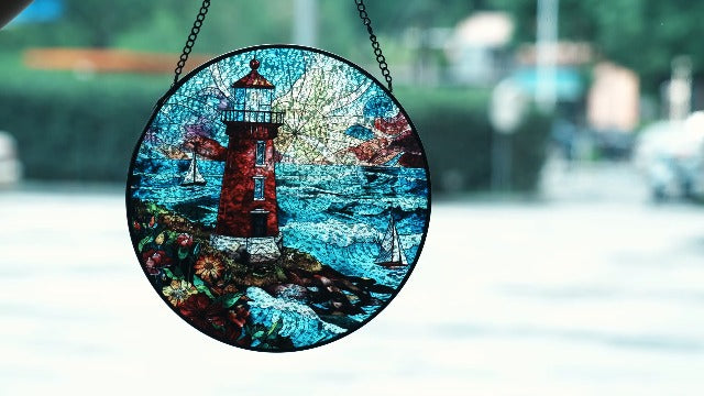 Mother Mary Suncatcher Stained Glass Window Hanging Mother Mary 7.8x7.8 IN