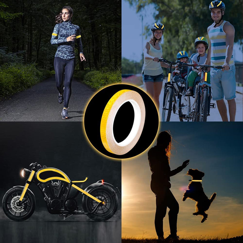 Reflective Safety Tape,1/2 Inch×45 Feet Yellow Reflective Strips,high Viscosity Waterproof Reflective Tape for Bikes Cars Ships Motorcycles Raincoat. 1/2 IN*45FT